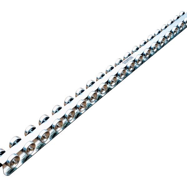 Flow Rail | 5ft Paired Steel Skate Wheel Conveyor Rail | Galvanized