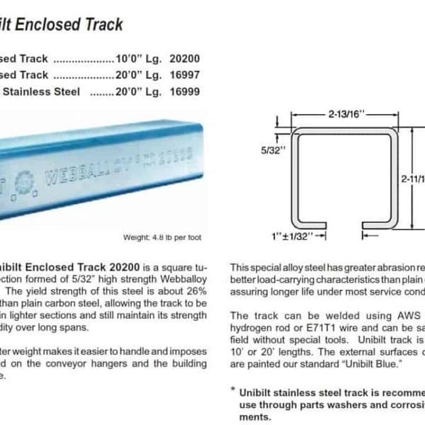 Track And Roller System 5-Foot Beam Trolley With Enclosed Conveyor ...
