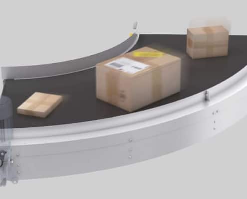 Curved conveyor belt from Ultimation and Interroll