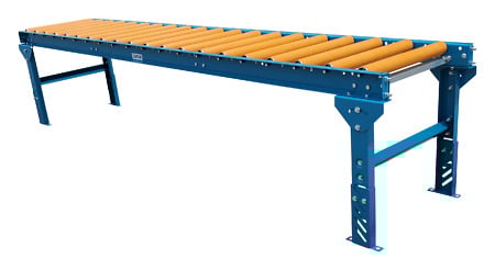 Gravity Conveyor with Polyurethane Covers 24"W x 10'L with Supports