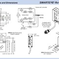 Dimensiones y conexiones del sensor de contenedor transparente RetroSmart RSRC-1