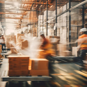 Busy warehouse during peak season