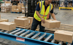 man using ultimation gravity conveyor